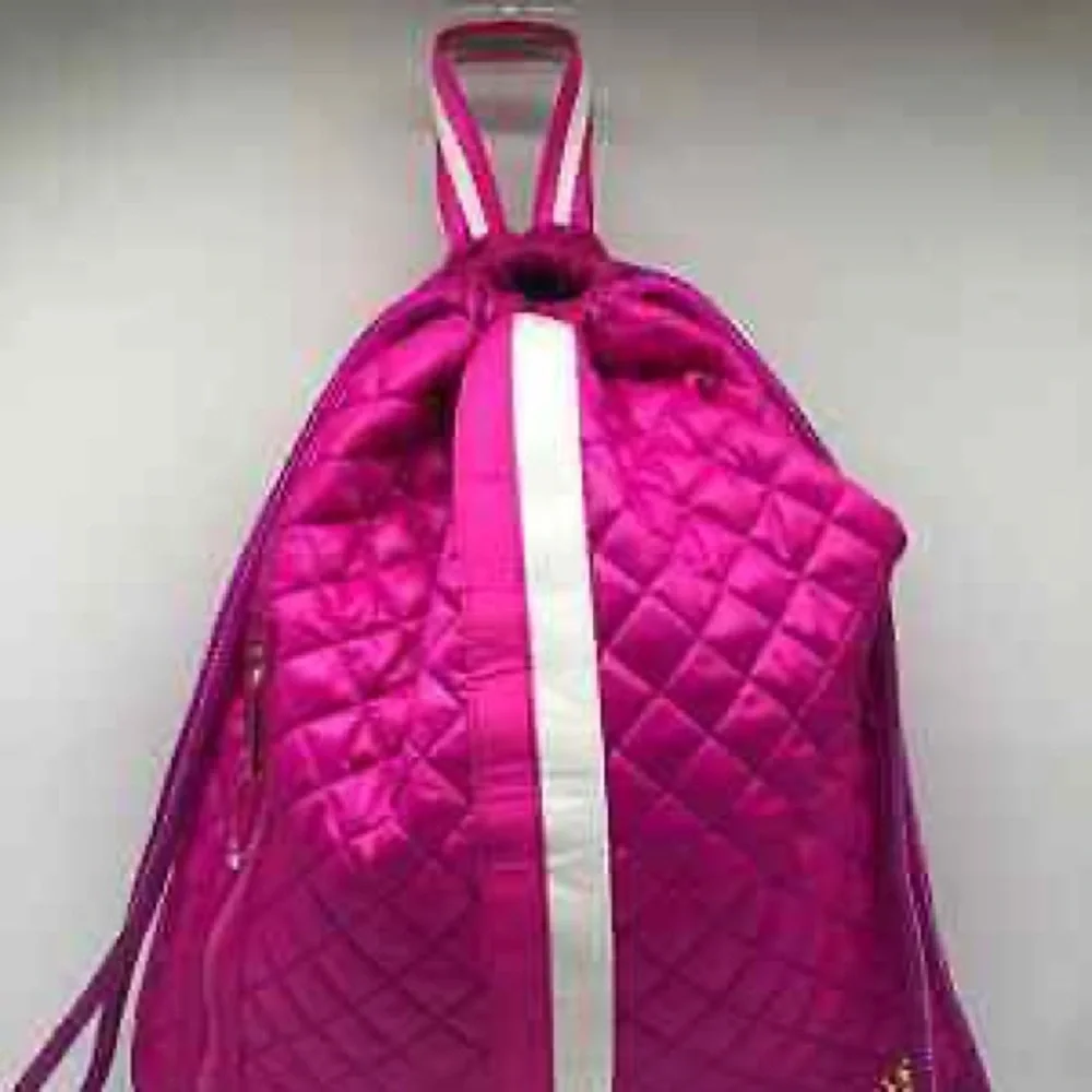Oliver Thomas Hot Pink Quilted Backpack with White Trim